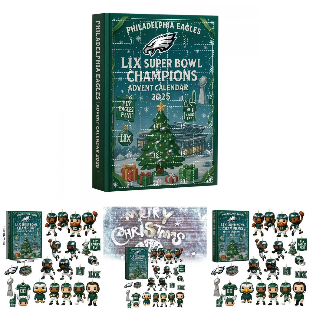Calendar de Crăciun Philadelphia Eagles Cutie Oarbă Cu Ornamente Acrilice Pentru Cadouri de Petrecere de Sărbători