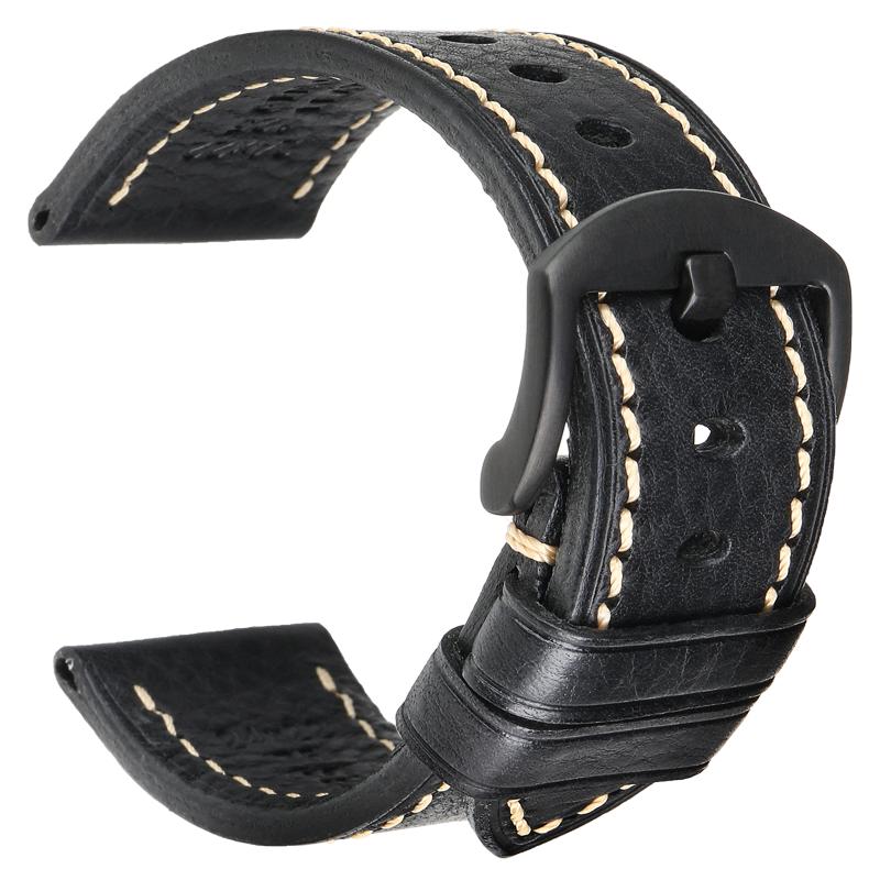 

Роскошный ремешок для часов из натуральной кожи, ремешок для часов 20 мм, 22 мм, черный, темно-коричневый, женский и мужской, из воловьей кожи, ремешок для часов 21mm