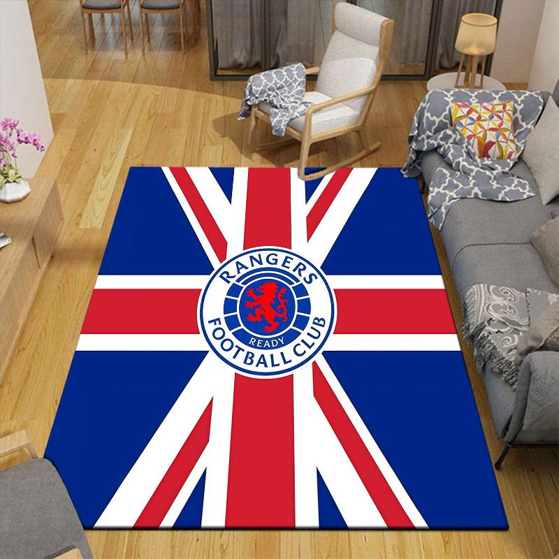 Rangers FC Flannel Pattern Square Carpet,Area Rug,Carpet Rug for Living Room Bedroom Sofa Playroom Decor,Non-slip Floor Mat