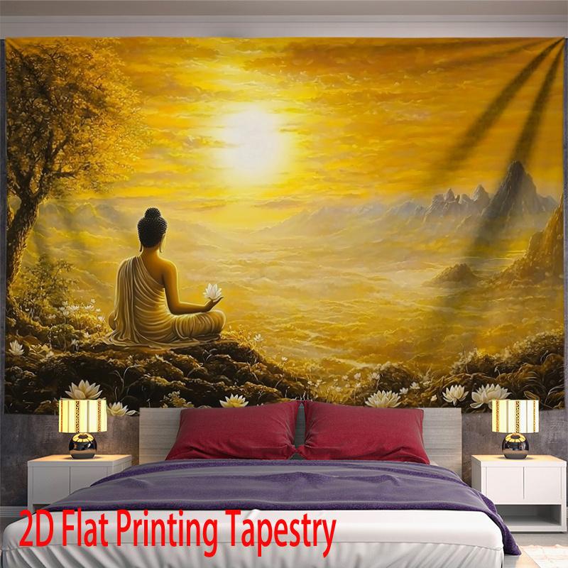 VIKAMA Enlightenment Buddha Tapestry Which Has Added A Serene Warm Vibe For Home Office Guesthouse And Meditation Space Decor