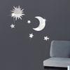 6PCS NEW Gold Silver Gold Mirror Wall Stickers DIY Stereo Decorative Decal Self Adhesive Acrylic Star Moon Decals Bedroom