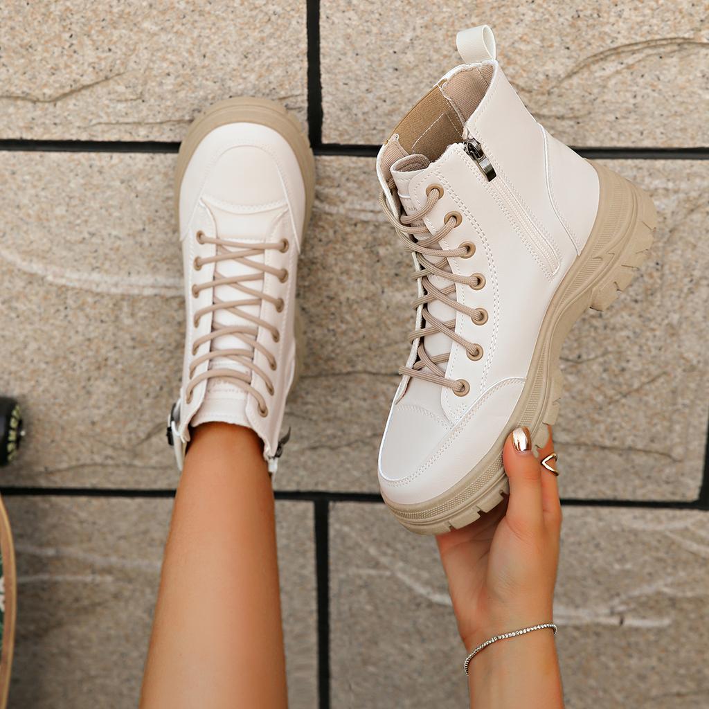 New Platform Shoes for Women Casual Sneakers Lace Up Women's Ankle Boots Outdoor Fashion Short Platform Boots Zapatos De Mujer