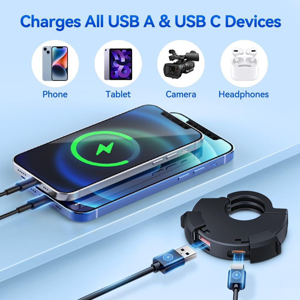 Motorcycle USB Quick Charger, Waterproof Socket with Type-C Cell Phone Port, Mobile Power Socket, Motorcycle Socket,12V