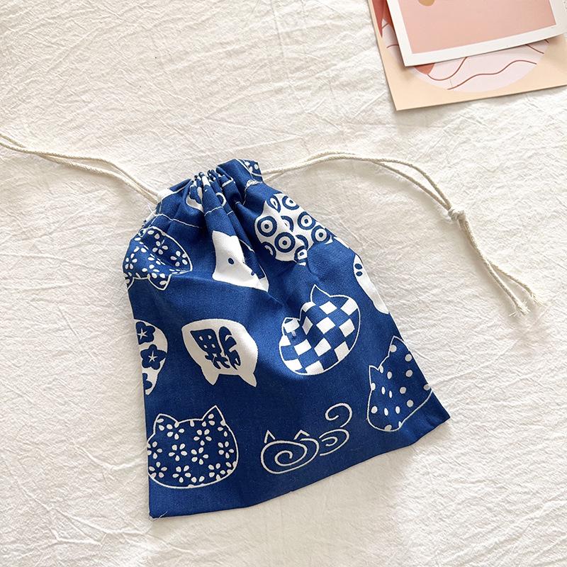 Floral Mini Cotton Drawstring Pouch for Jewelry, Cosmetics, & Lipstick - Dustproof & Cute