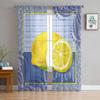 Leopard Print Lemon Plaid Retro Tulle Curtain Voile Transparent Tulle for Bedroom Living Room Kitchen Sheer Window Curtains