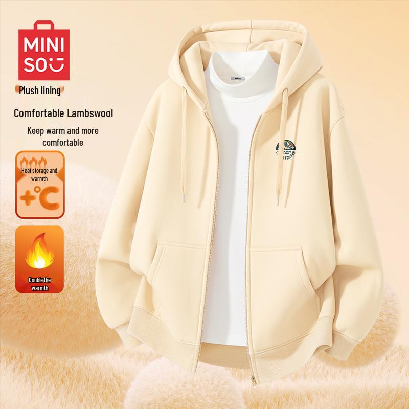 

MINISO Men s Thickened Lambswool Hooded Sweatshirt M