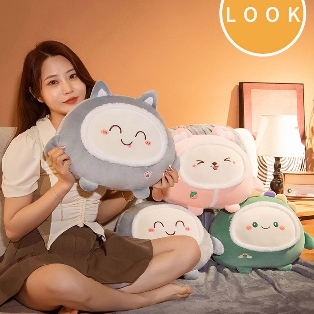 Cute Cartoon Plush Pillow Creative Portable Pillow Sofa Back Cushion Foldable Air Conditioning Blanket 3-in-1 Office Nap Cushion