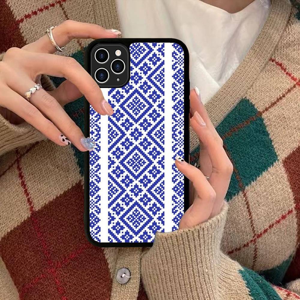 U-Ukraine Ornament Pattern Phone Case Silicone PC+TPU For For IPhone 11 12 13 14 15 16 Plus Pro Max Cover