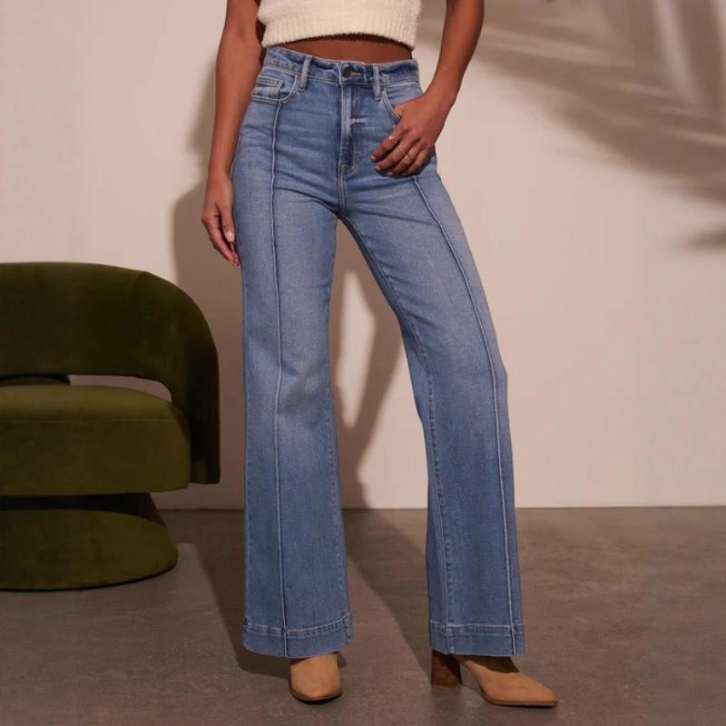 New Women's High Waist Butt Lifting Flare Jeans, Fashion Straight Leg Bootcut Denim Pants for Casual Wear