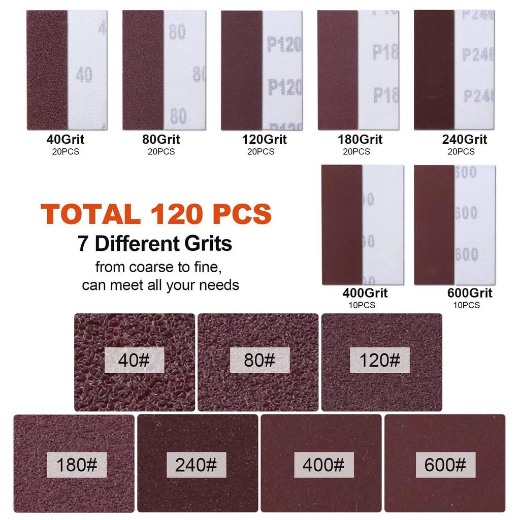 Micro instrumente de șlefuit Slefuitor de detalii 3,5” X 1” pentru proiecte mici Kit de șlefuit mini cu mâner+ șmirghel 40-600 granulație pentru artizanat Finisarea lemnului strâns