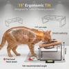 Elevated Pet Feeding Bowl 15° Tilted Cat Food and Water Bowl Stand with 3 Stainless Steel Bowls Dog Feeder Stand Pet Supplies
