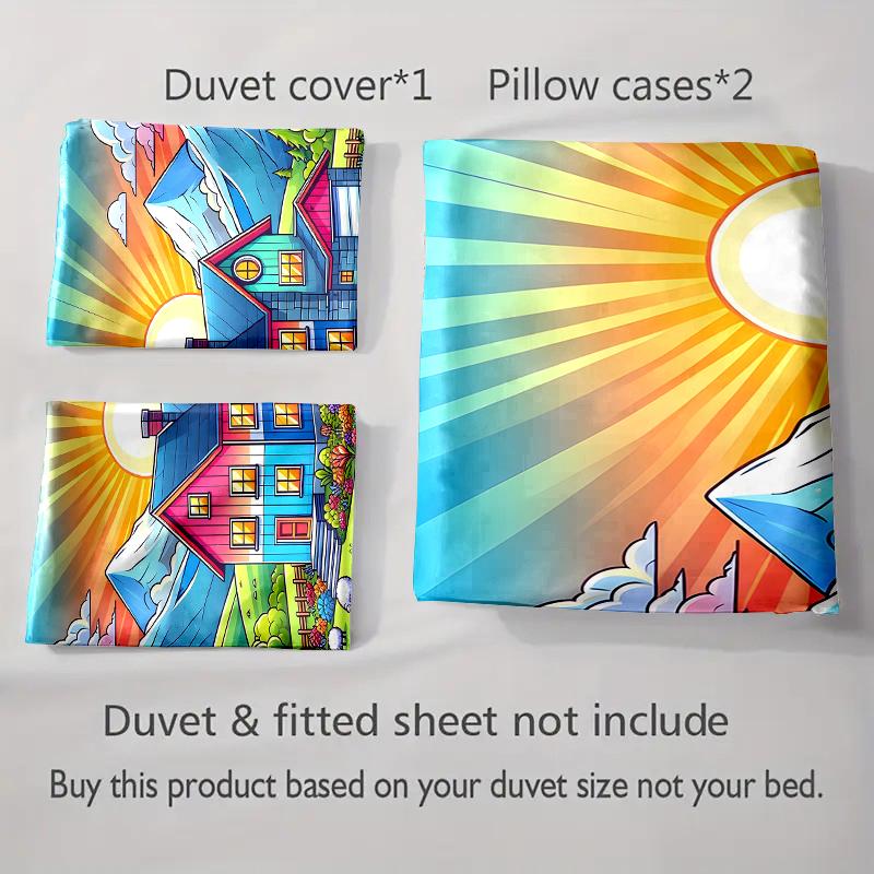 Colorful countryside scenery. Bedding Duvet cover sets Duvet covers Pillowcases gifts (1 * Duvet Cover 2 * Pillowcases, without duvet insert)