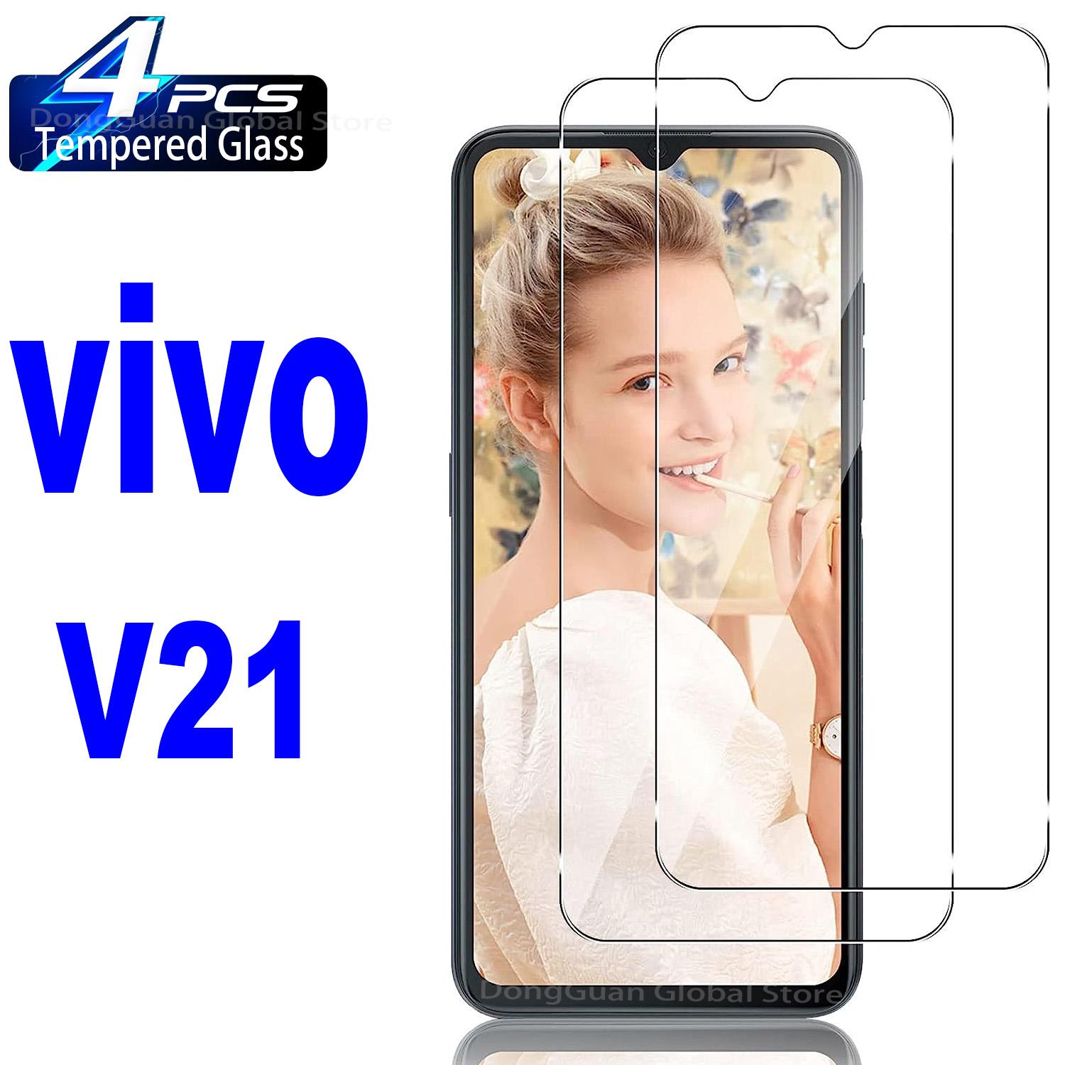 

4 unidades de vidro temperado para Vivo V21 V21e V21s 5G protetor de tela de vidro For X50 Pro (Plus)