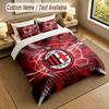 Set Biancheria da Letto 1 Copripiumino 2 Federe Stampa AC Milan Morbido Tessuto per Letto Decorazione Camera da Letto