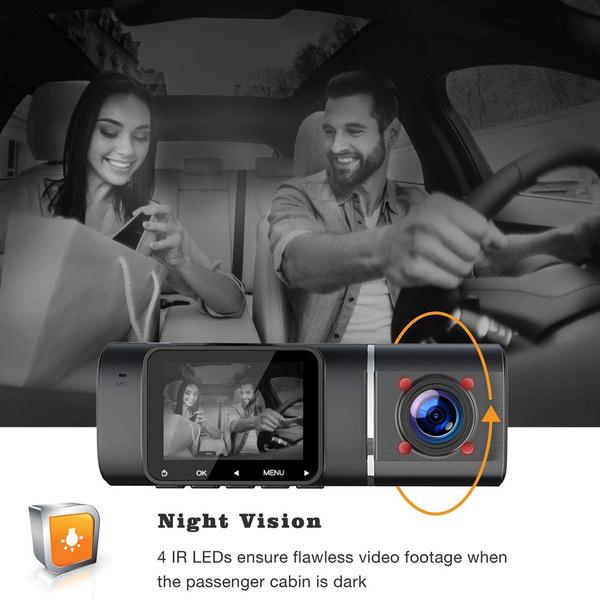2024 Upgrade Dual Dash Cam FHD 1080P+1080P Front Inside Cabin Car Camera Driving Recorder LCD Display Gravity Sensor Automatic Video Recording