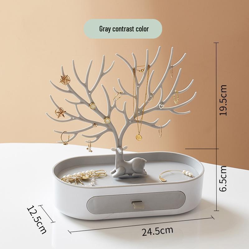 Antler Jewelry Stand: Deer-Shaped Rotating Earring and Necklace Organizer