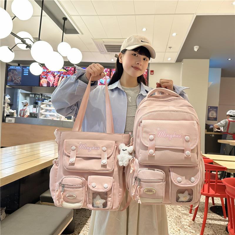 College Cute Large Capacity Middle And High School Students Computer School Bag Casual Versatile Backpack Commuting Sweet Makeup Bag