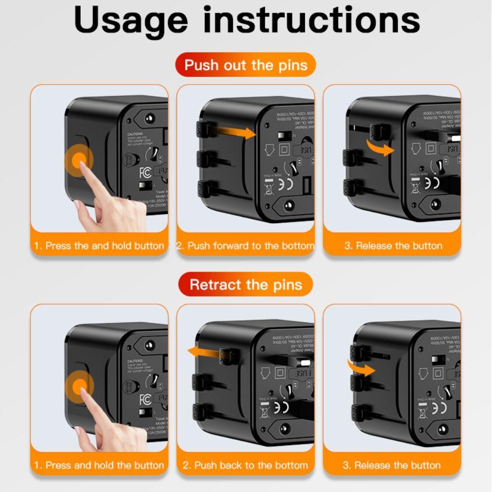 EU/UK/AUS/US/THA Universal Travel Plug Adapter Mini Portable All-in-one Charger Adapter Lightweight Durable