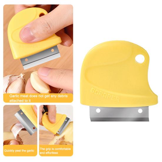 Stainless Steel Ginger Peeler, Mini Garlic Skin Remover Scraper, Multifunctional Vegetable Fruit Peeler with Non Slip Handle, Portable Hanging Hole