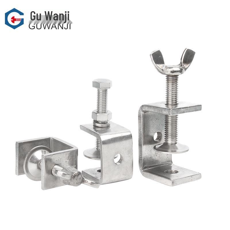 Galvanized 304 Steel U-Shaped C-Clamp with Hand-Tightened Eye for Pipe Fixing
