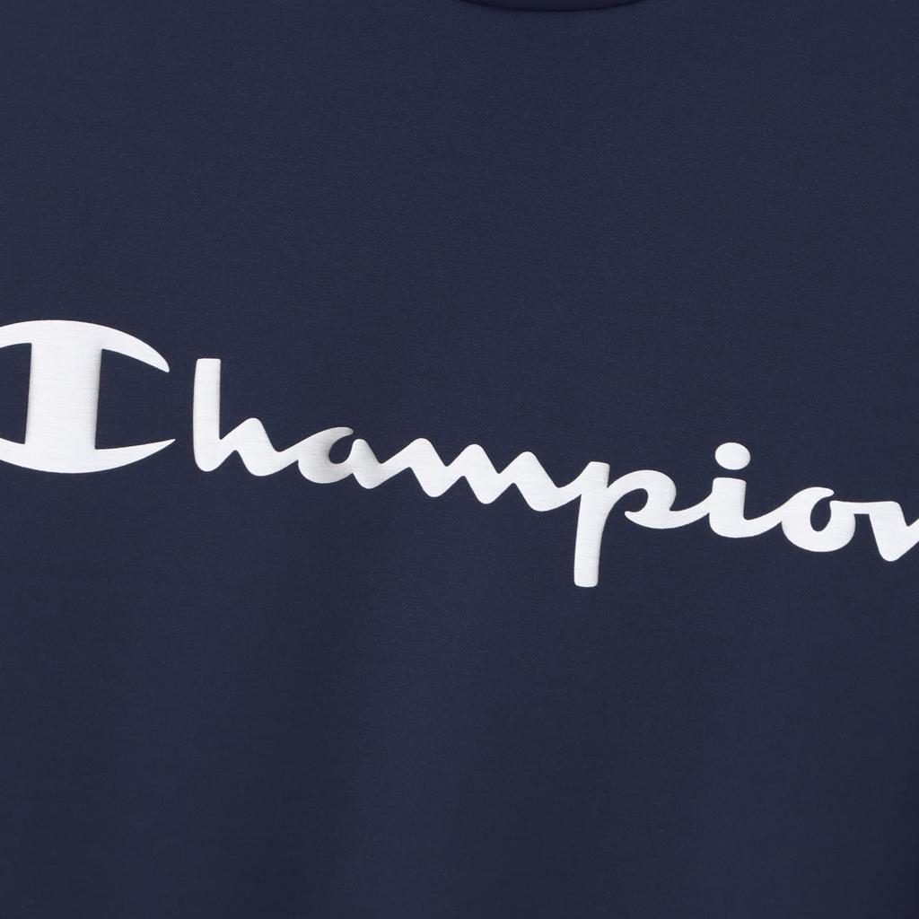 Short Antibacterial and Odor Quick UV Script Short Sleeve Mock Neck Navy [Champion] T-shirt, Sleeve, Resistant, Drying, Protection, Logo, Shirt,