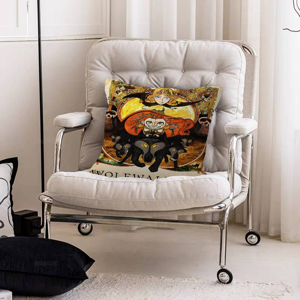 Film W-Wolfwalkers Anime Kissenbezüge Cartoon Sofa Dekoration Zuhause Doppelseitiger Druck Kurzer Plüsch Niedliche Kissenhülle