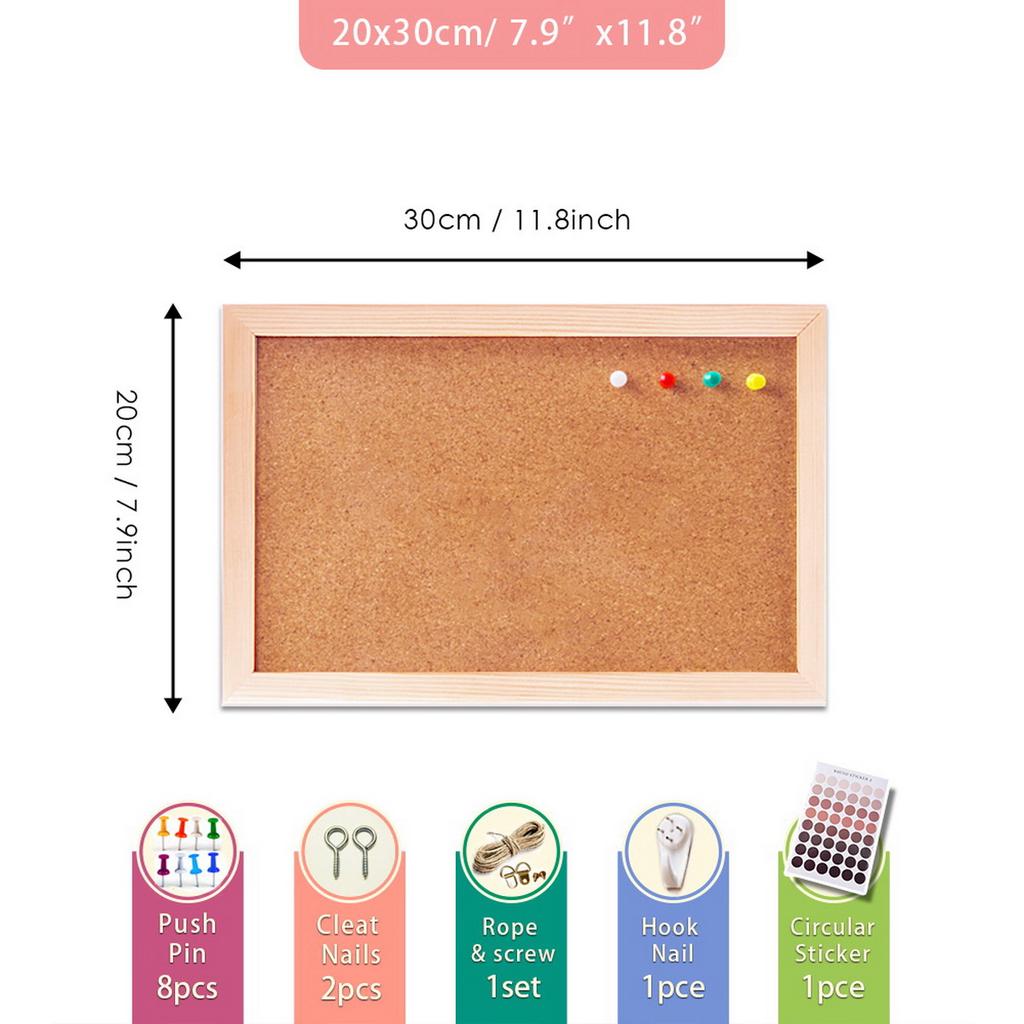 Vintage Pine Wood Frame Cork Board Message Board 3 Sizes Available for Photo Display And Bulletin Use