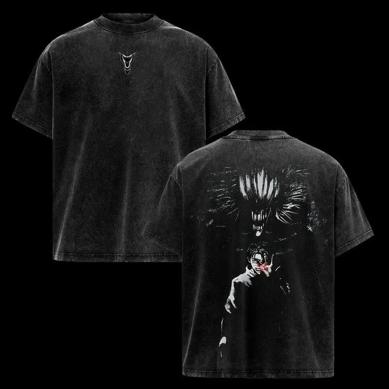 Anime Jujutsu Kaisen Okkotsu Yuta Print T-Shirt Herren Damen Baumwollkleidung Lässiges Lockeres T-Shirt Retro Gewaschenes Tee Harajuku T-Shirt