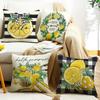 Summer New Style Lemon Small Fresh Printed Pillow Case Simple Sofa Bedside Fruit Linen Waist Pillow