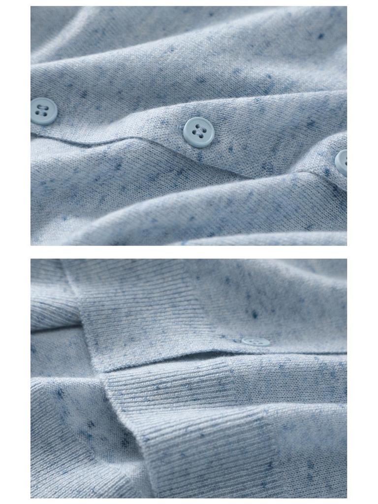 Women's Floral Wool Knit Cardigan - Round Neck, Short Sleeves, 2025 Spring/Summer Collection