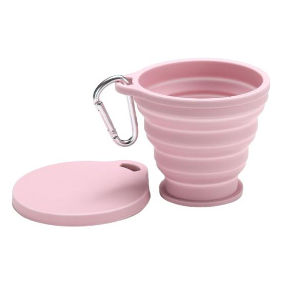 Silicone Folding Water Cup with Carabiner Handle 180ml Portable Travel Washing Cup
