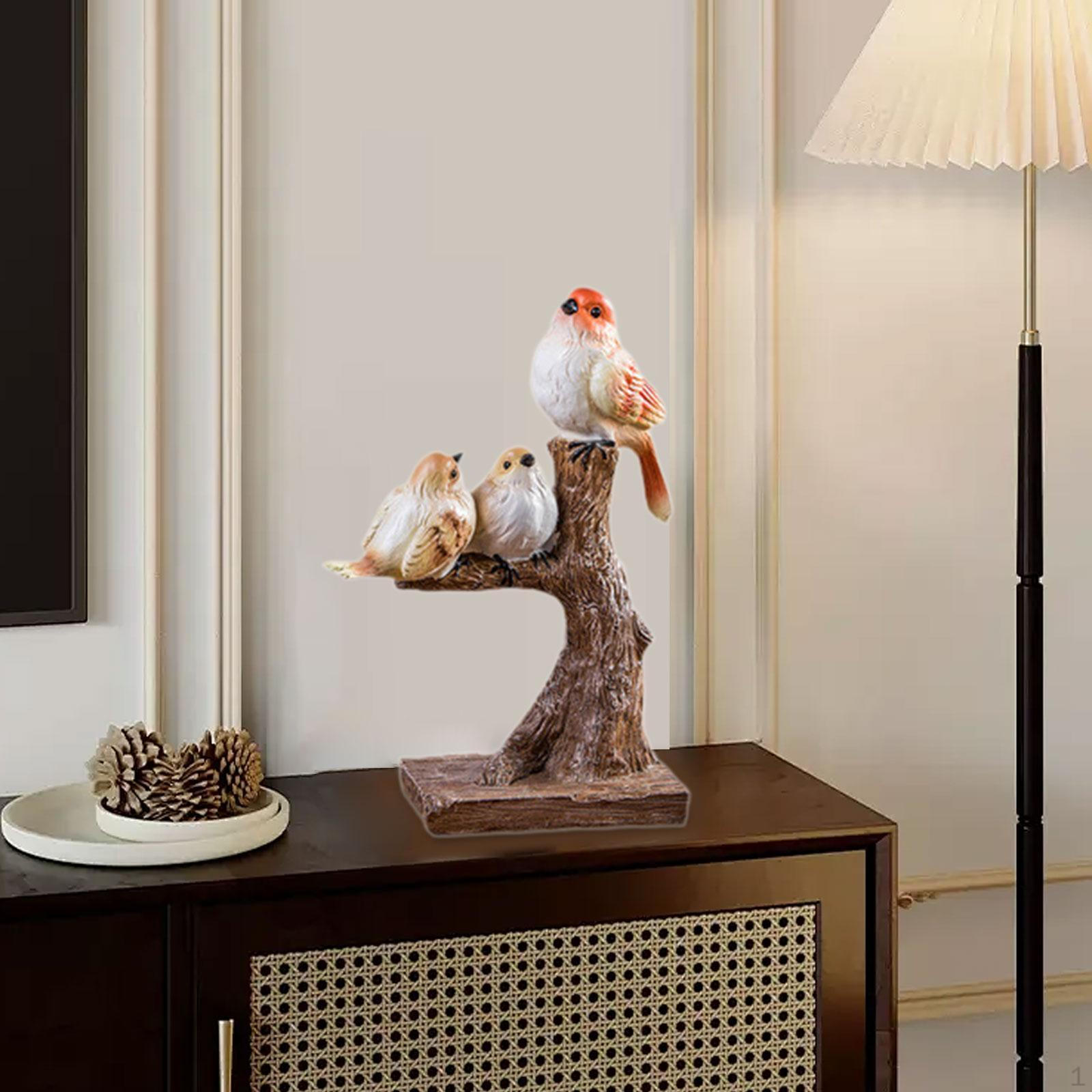 

Птица на ветке поделки садовый орнамент семья маленькая статуэтка декор для гостиной 3 Birds B