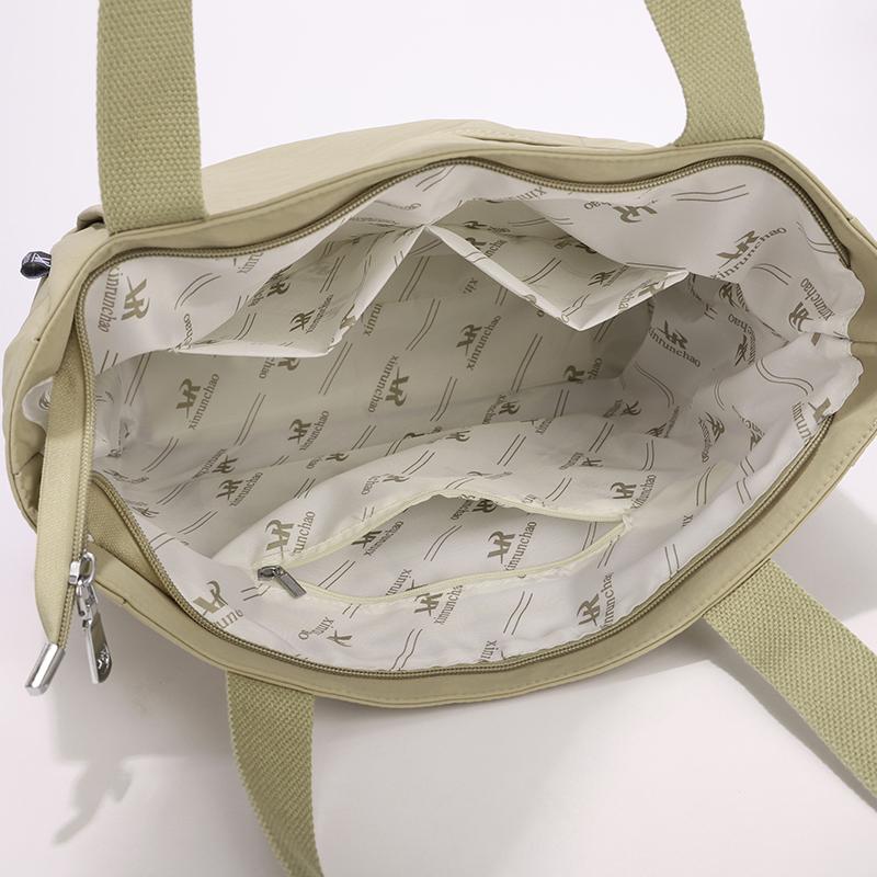 Waterproof Nylon Tote Bag for Women Large Capacity Shoulder Handbag with Multi Pockets