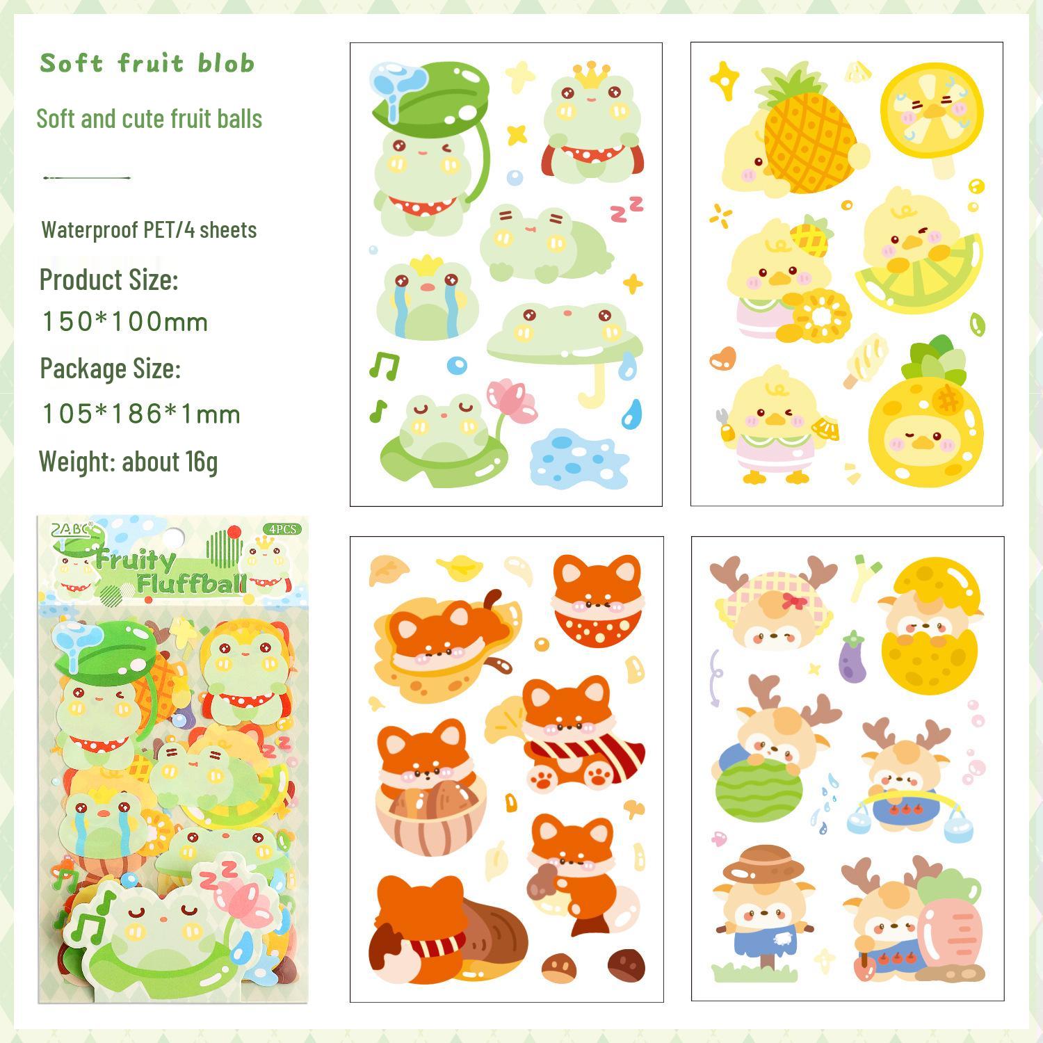 ZABC Sweet Dream Graffiti Stickers: 4-Pack of Transparent PET Sheets, 6 Fun & Cute Designs, Lovely Decorative Themes.