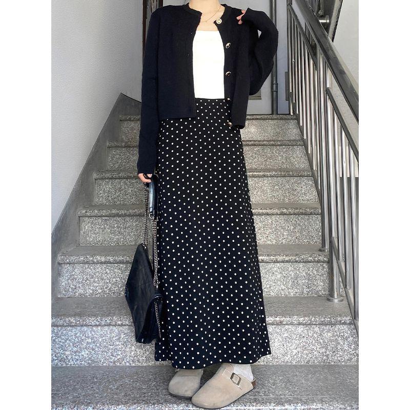 

Black Polka Dot Fat Sister mm Cover Slimming Skirt Black 4XL(Suggestion 90-100kg)