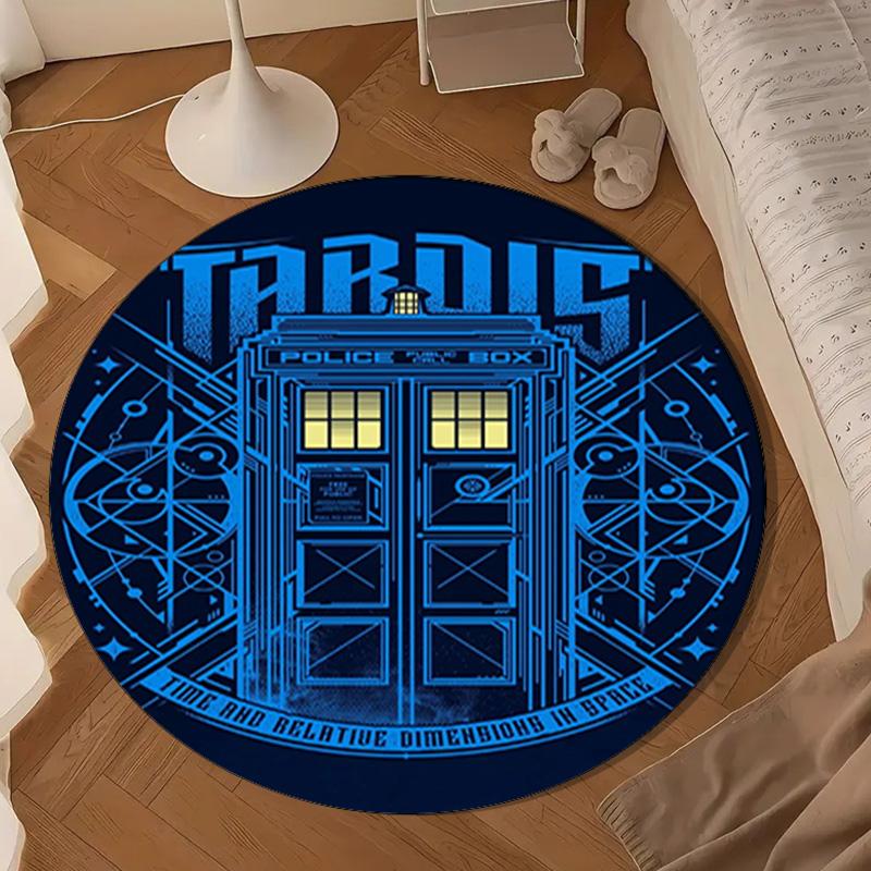 telephone booth Round Rug for Livingroom,Bedroom, Palyroom, Chair Rug, Area rug, Circle Carpet, Large Size Fan Christmas gift