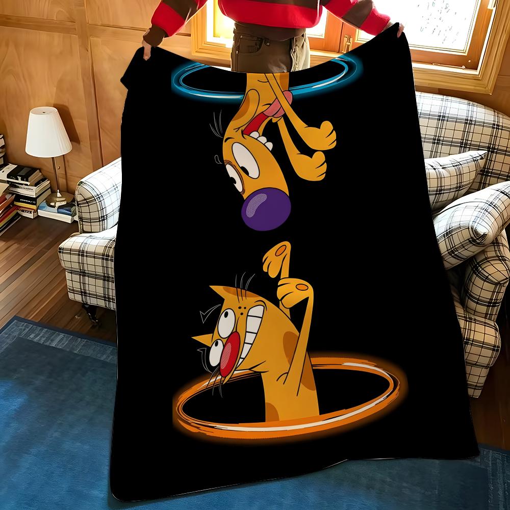 Cartoon C-CatD-Dog Throw Flannel Cozy Print Blanket, Portable, Durable Machine Washable Cute Cool