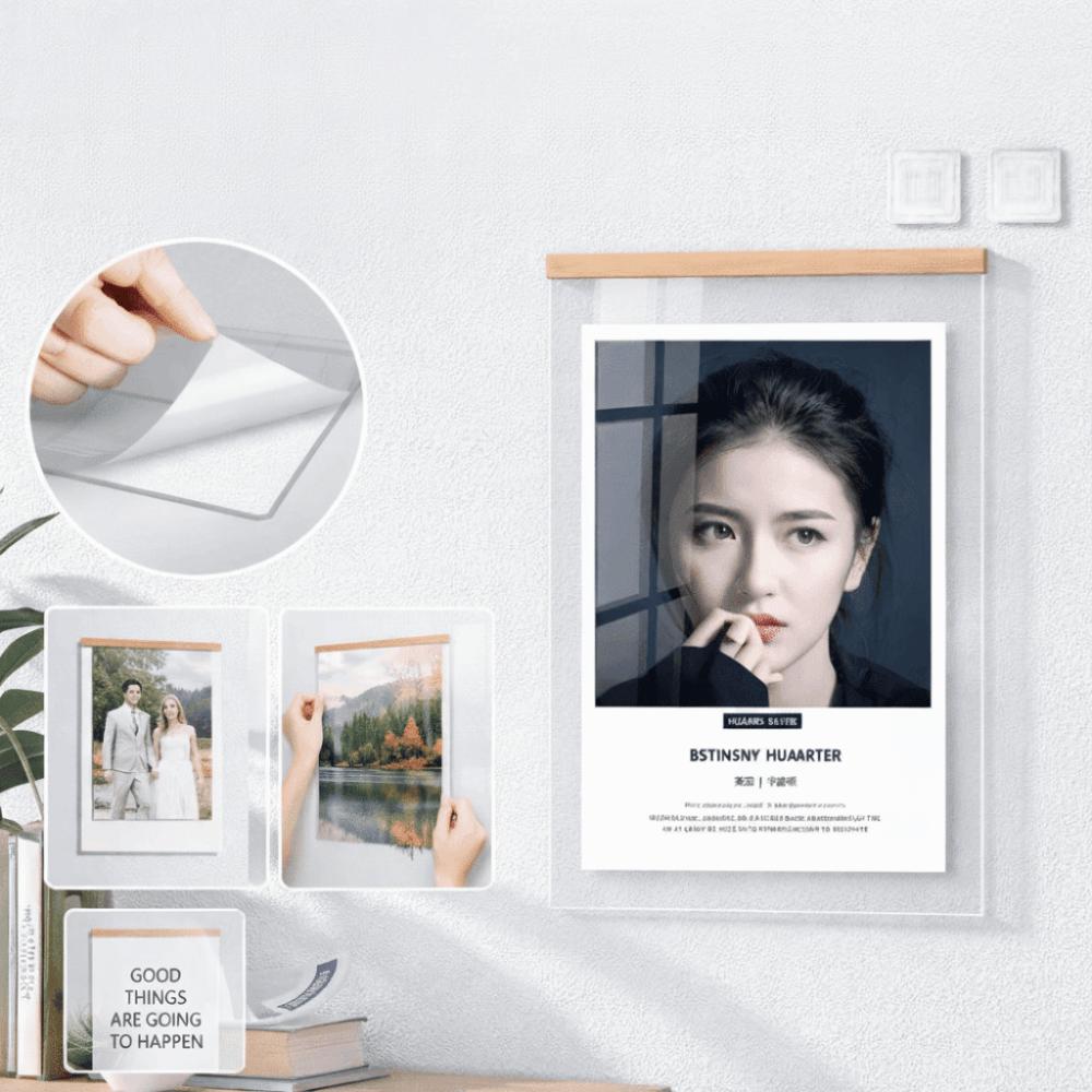 Wall Adhesive Acrylic Photo Frame Magnetic Certificate Display Board Exhibition