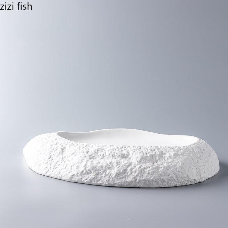 Ceramic Dinner Plate 12 Inch Irregular Steak Plate Pasta Plates Dessert Plates Snack Dish Salad Dish Household Tableware