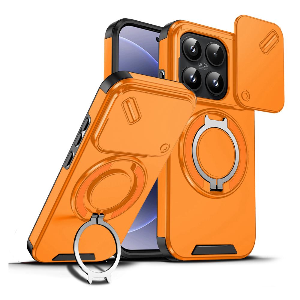 KEYSION 360° Rotating Ring Stand Phone Case for Xiaomi 17 Slide Camera Protection Magnetic Shockproof Back Cover for Xiaomi 17