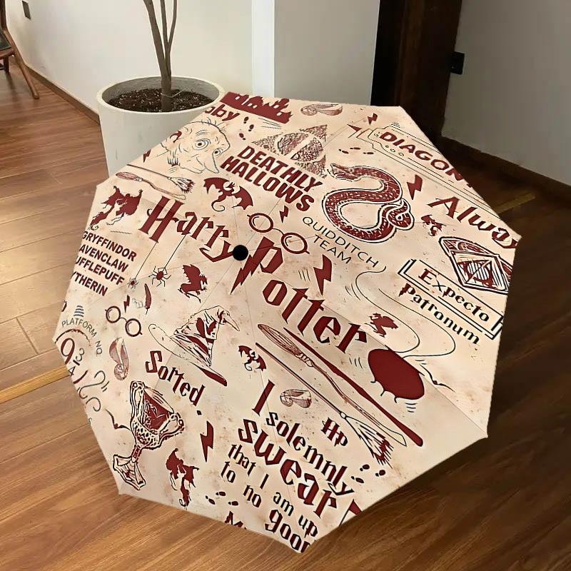 1PC Harry Potter Diagon Alley Umbrella-8-Rib Reinforced, Automatic Open, Lightweight & Durable, Cute Fashion Accessory for Outdoor, D2657