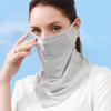 Solid Color Ice Silk Mask UV Protection Neck Wrap Cover Breathable Sunscreen Face Scarf  Windproof