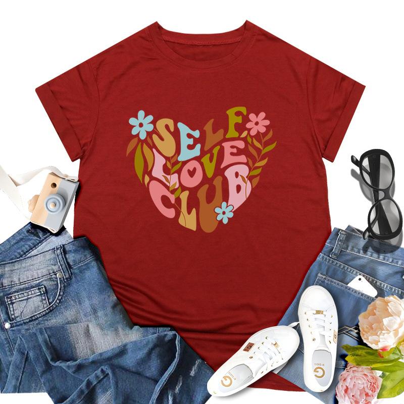 

Положительный ментальный здоровье цветы растительный цветочный принт удобный свободный круглый вырез чистый хлопок короткий рукав футболки женские XL