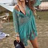 V Neck Summer Sunscreen Smock Loose Beachwear Shirt Fashion Bikini Cover-Ups  for Women