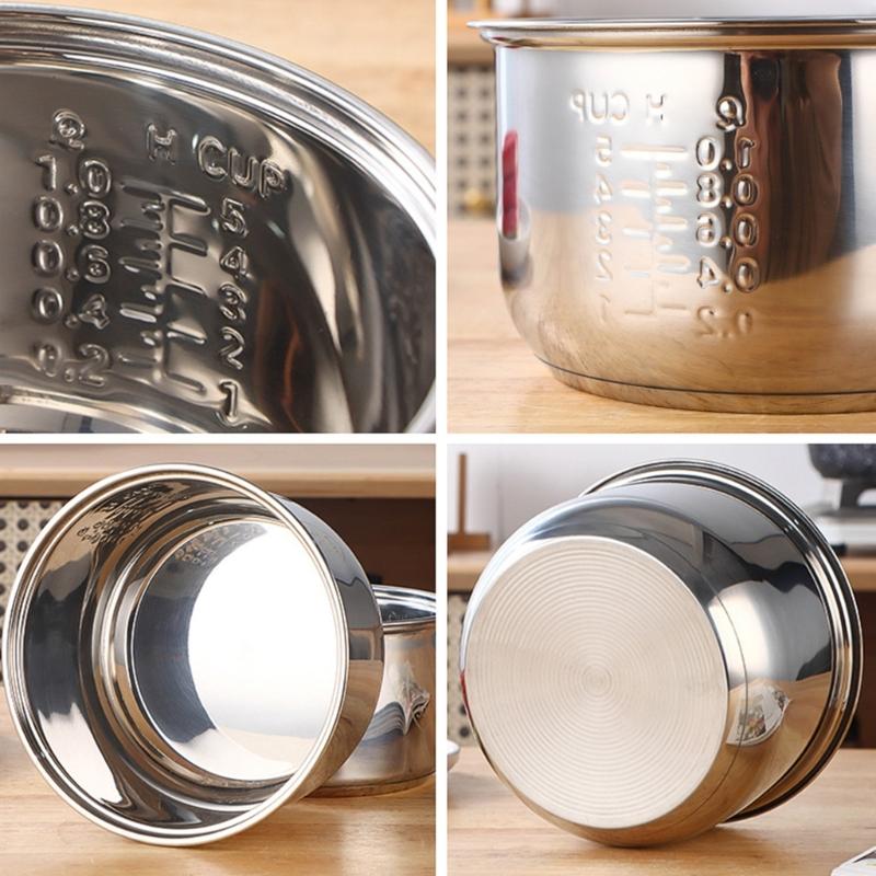 Food Grade Stainless Steel Replacement Inner Pot for Rice Cooker Nonstick Pan Inside Bowl with Heat Conductive Base