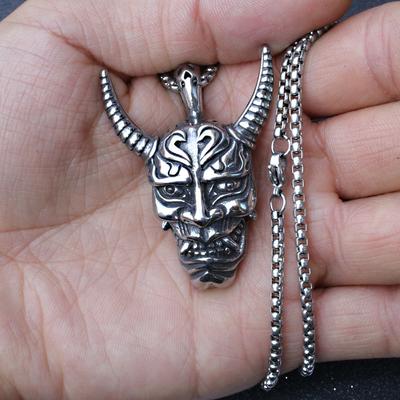 New Titanium Steel Prajna Mask Pendant Necklace Punk Trendy Men's Pendant ,A Gift for My Boyfriend