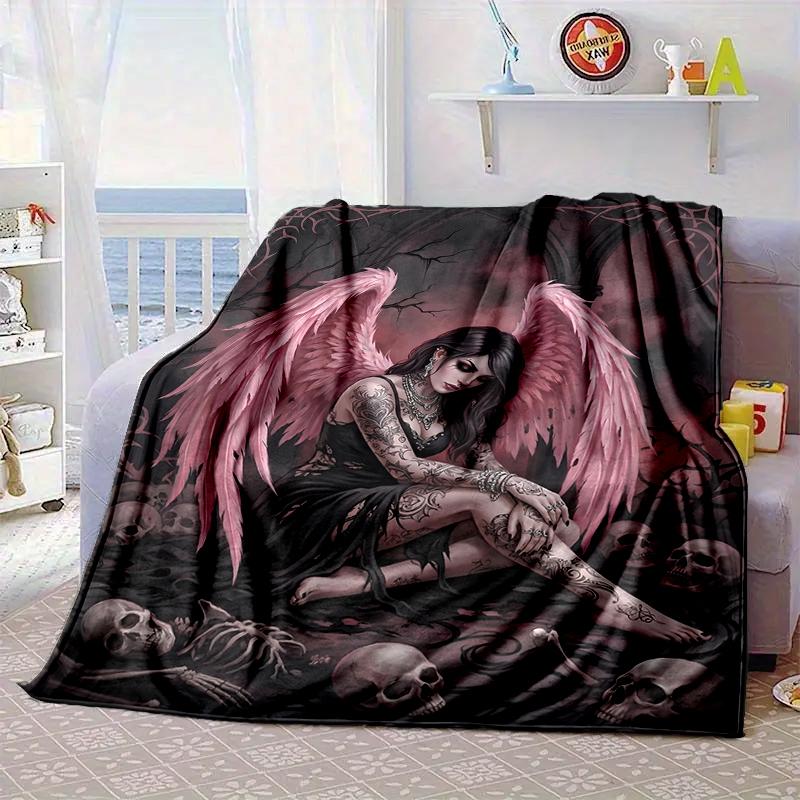 Ätherische rosa Engelskopf Decke Flanelldecke für Bett, Sofa, Camping, Wandern, Picknick Zubehör, Geschenk für Familie Fan Geschenke