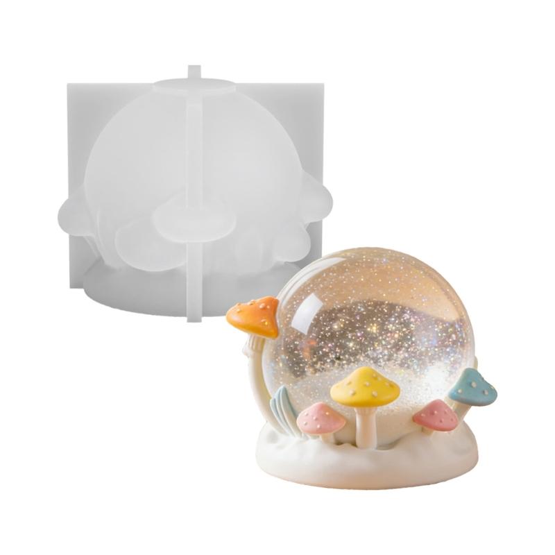 

Mushroom Crystal Ball Silicone Candle Mold Food Safe Heat Resistant For Making Candle Soap Home Decoration Festival Gift 1