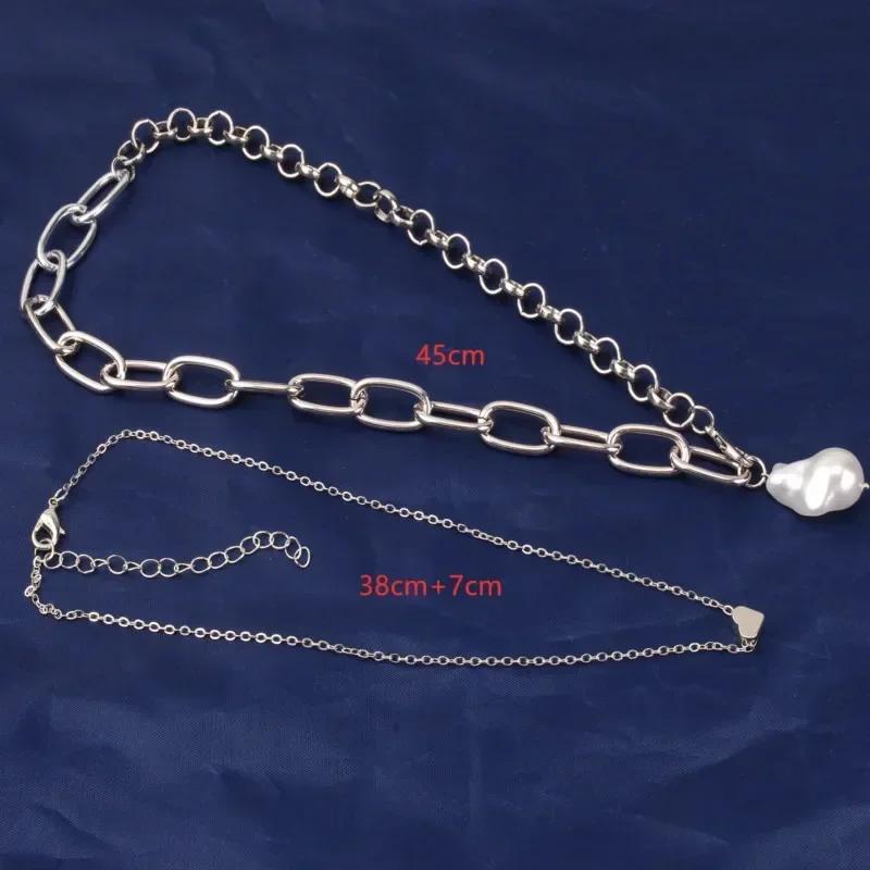 2024 Fashionable Female Baroque Alien Imitation Pearl Necklace Simple and Versatile Love Two-piece Set Creative Gift Accessories