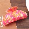 Vintage Flower Print Hair Shark Clip Trendy Acetate Non-Slip Hair Claw for Women Matching Outfits Daily Party Wear